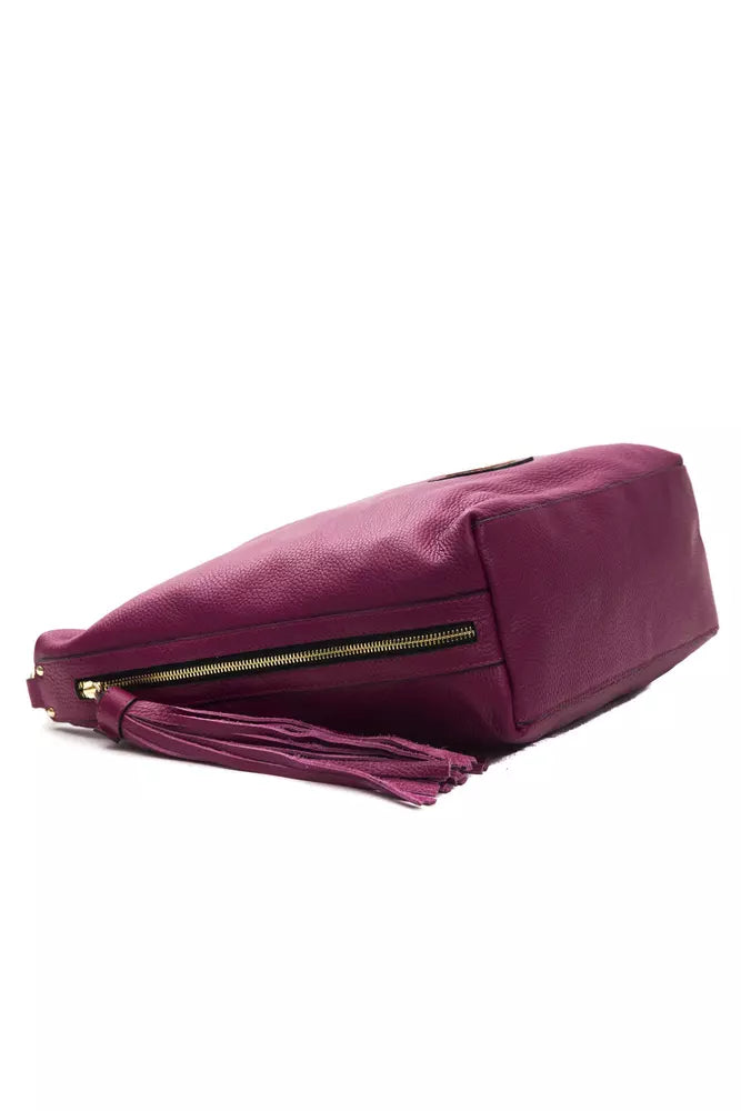 Pompei Donatella Elegant Burgundy Leather Shoulder Bag