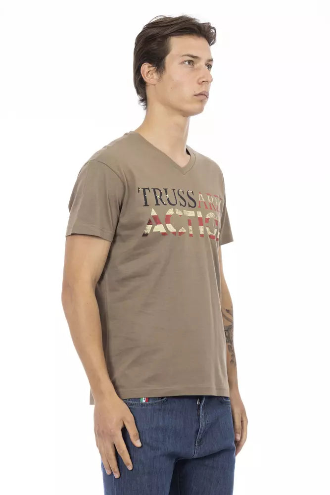 Trussardi Action Brown Cotton Men T-Shirt