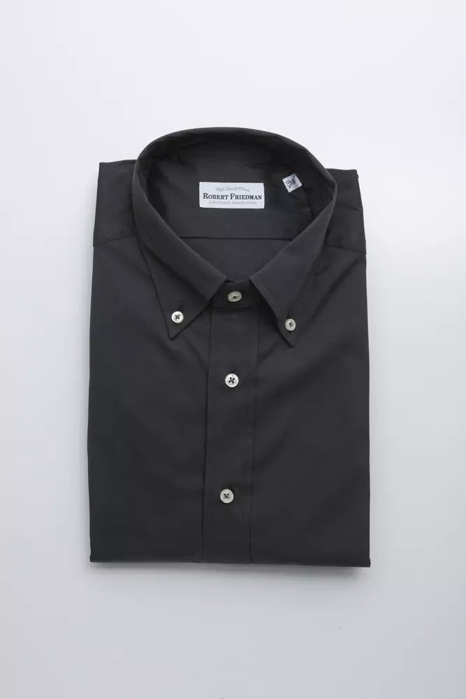 Robert Friedman Gray Cotton Men Shirt