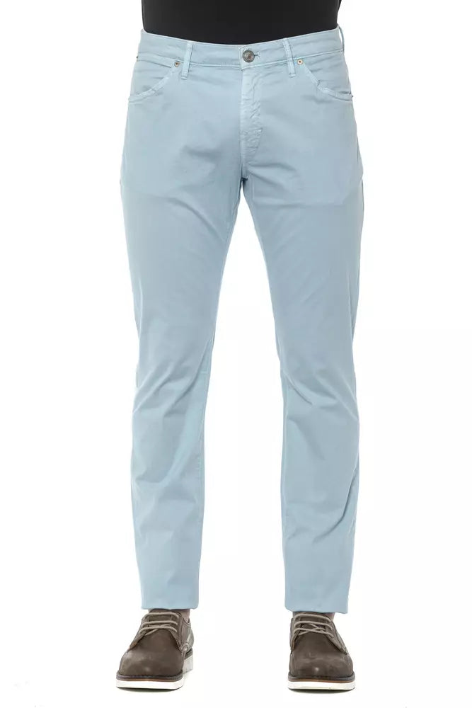 PT Torino Light Blue Cotton Men's Slim Trouser