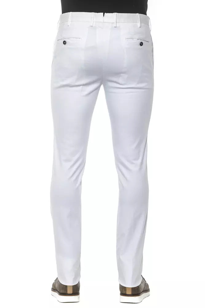 PT Torino White Cotton Men Trousers