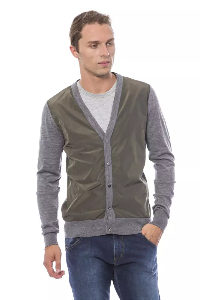 Verri Gray Wool Men Cardigan