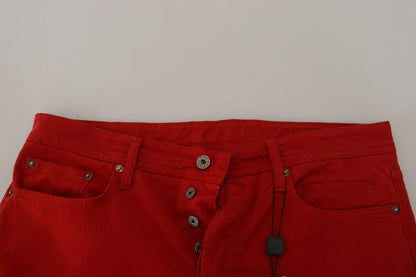 Dolce & Gabbana Chic Red Cotton Denim Pants