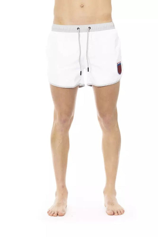 Bikkembergs Elegant White Swim Shorts with Unique Front Print