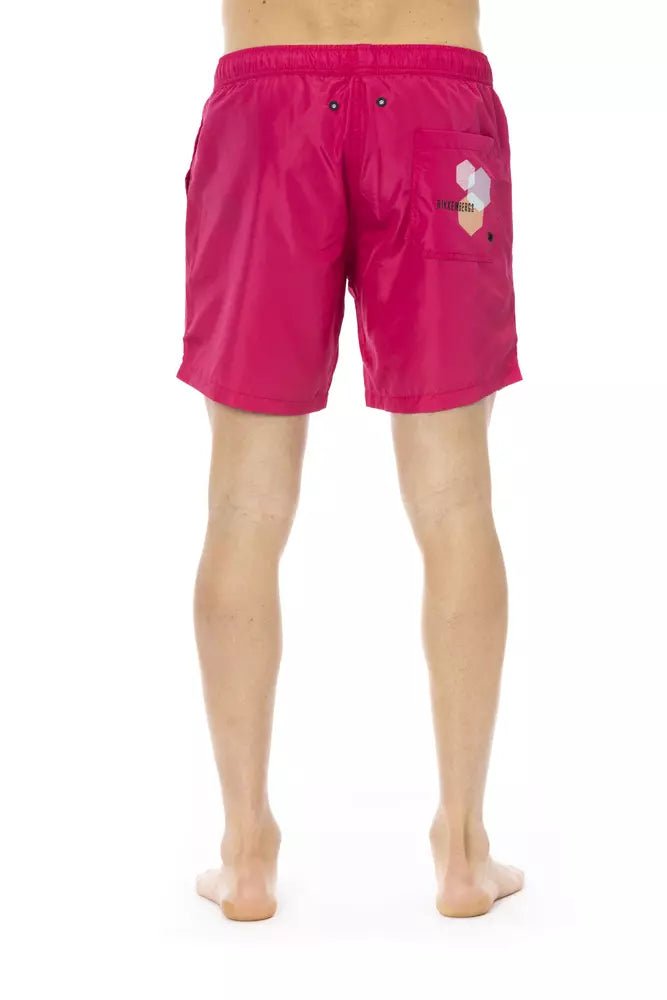 Bikkembergs Fuchsia Swim Shorts with Side Print Detail