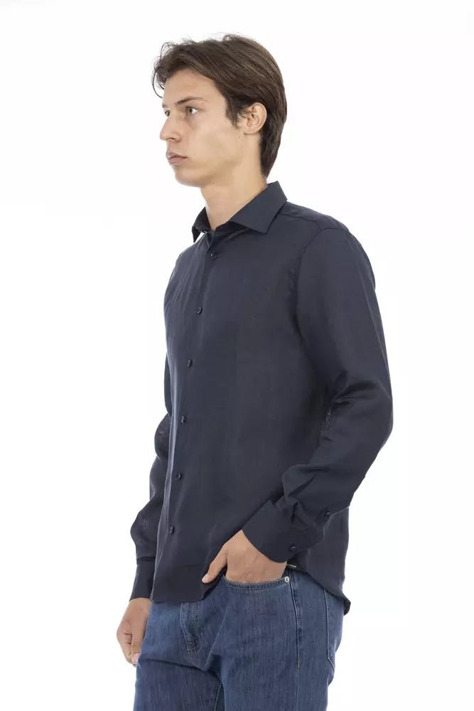 Baldinini Trend Blue Linen Men Shirt