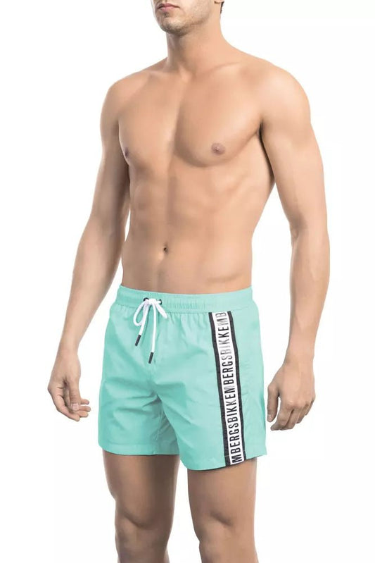 Bikkembergs Chic Light Blue Tape-Trim Swim Shorts