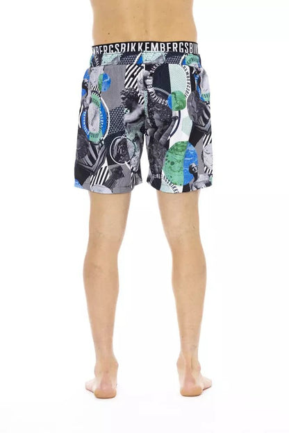 Bikkembergs Multicolor Printed Swim Shorts with Drawstring