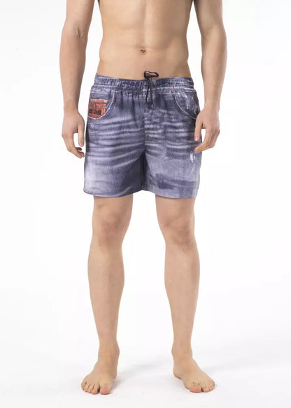 Just Cavalli Blue Polyester Men Swim Short