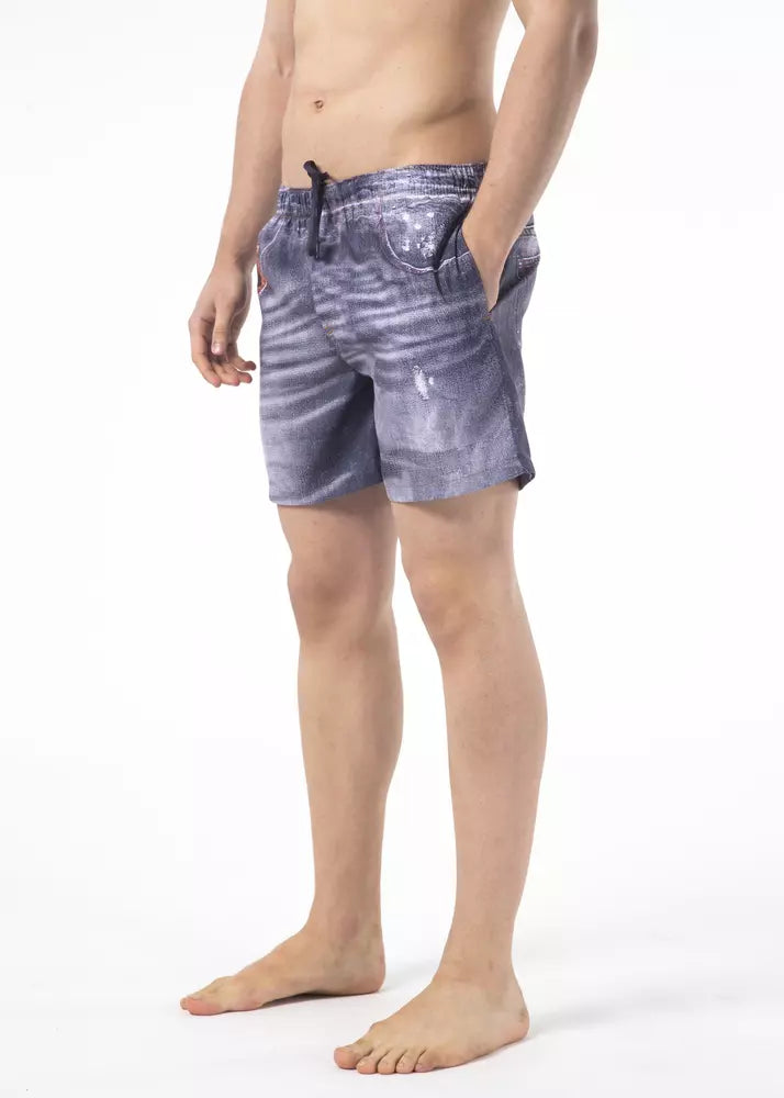 Just Cavalli Blue Polyester Men Swimwear