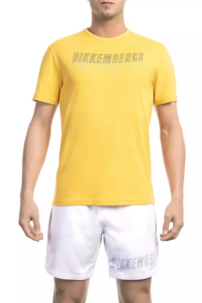 Bikkembergs Sunny Yellow Cotton Tee with Back Logo Detail