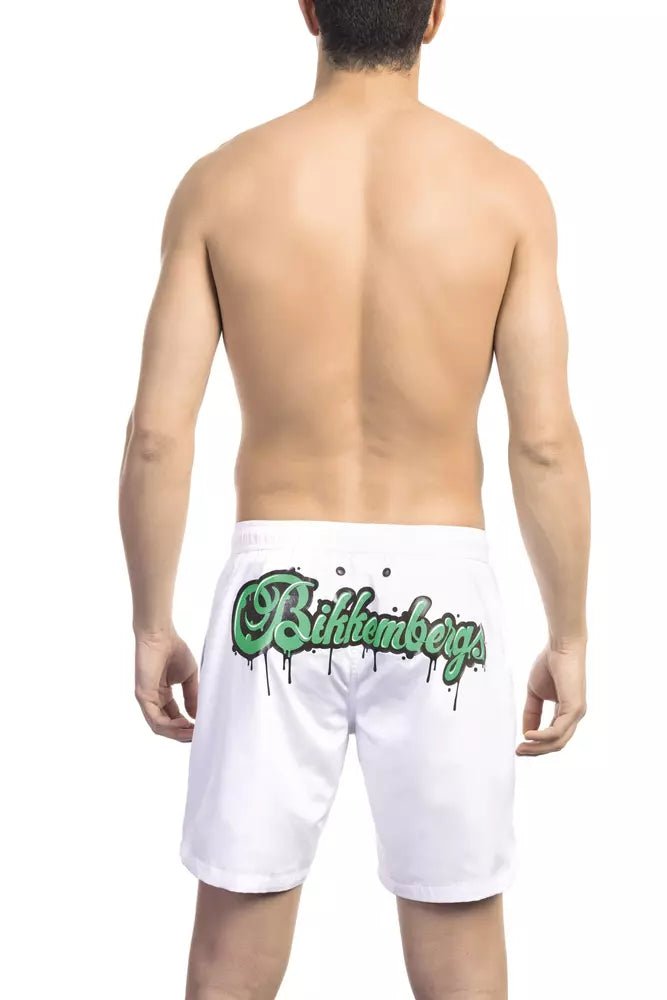 Bikkembergs Elegant White Swim Shorts with Logo Detail