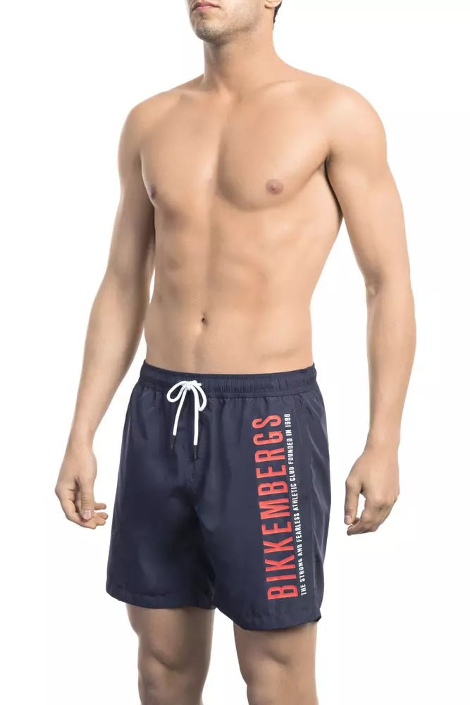 Bikkembergs Chic Blue Side Print Swim Shorts