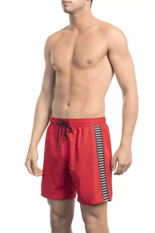 Bikkembergs Red Polyester Men Swim Short