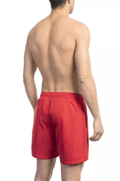 Bikkembergs Chic Red Swim Shorts with Print Detail