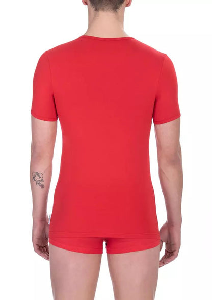 Bikkembergs Sleek V-Neck Bicolor Cotton Tee