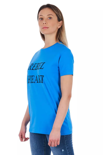 Frankie Morello Light Blue Cotton Women T-Shirt