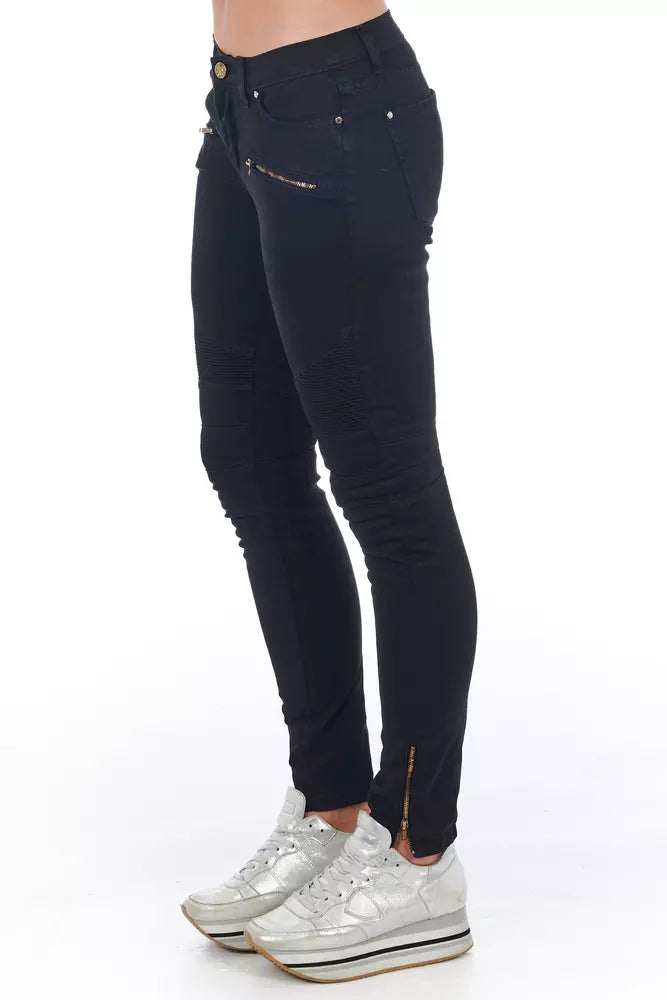 Frankie Morello Black Cotton Women Jeans