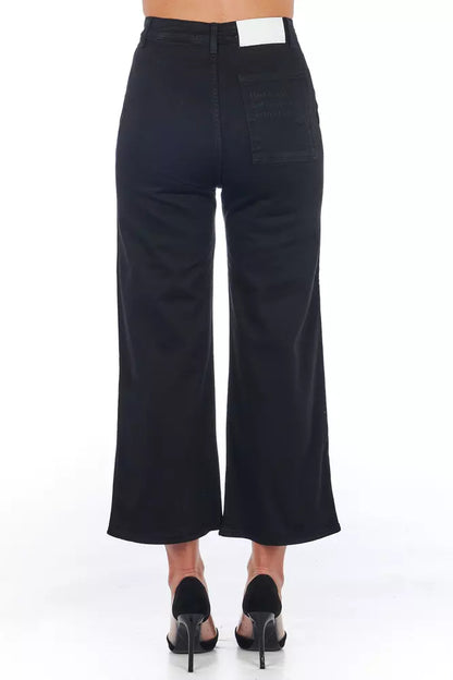 Frankie Morello Black Cotton Women Cropped Pant