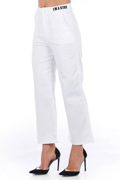 Frankie Morello White Cotton Women Cropped Trouser