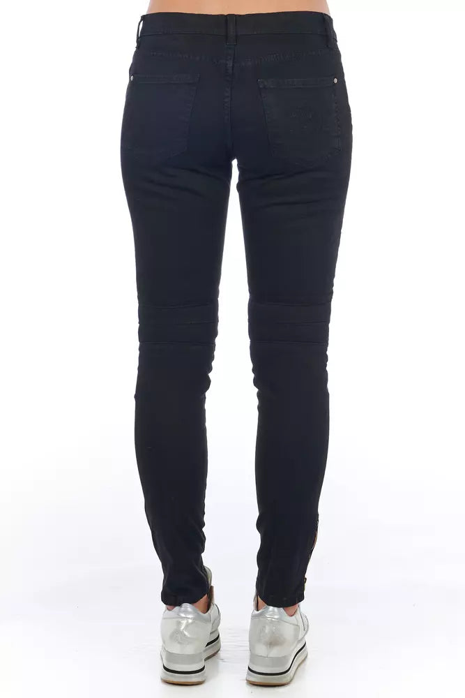 Frankie Morello Black Cotton Women Jeans