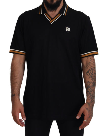 Dolce & Gabbana Elegant Black Silk Polo T-Shirt