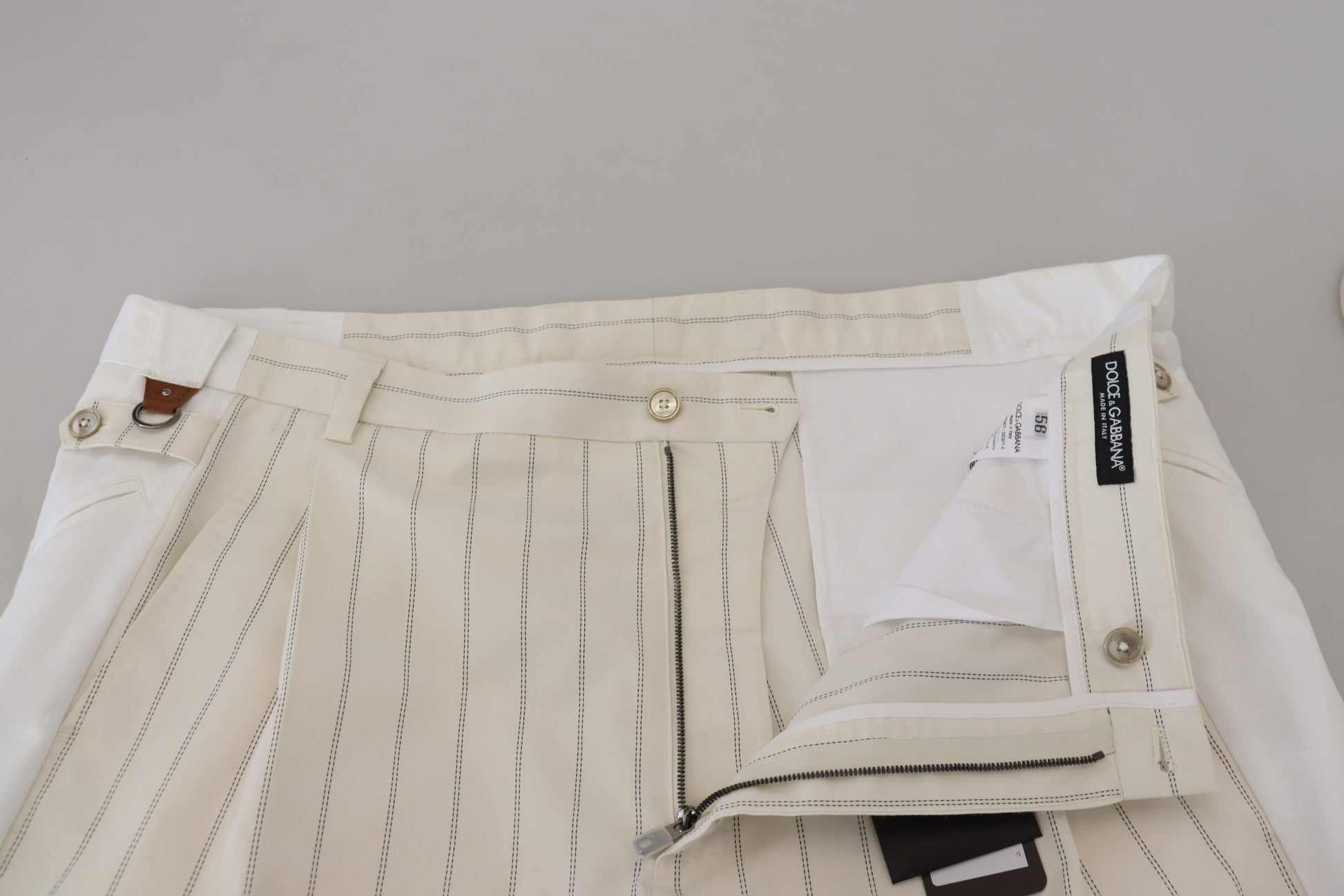 Dolce & Gabbana Elegant White Striped MainLine Trousers