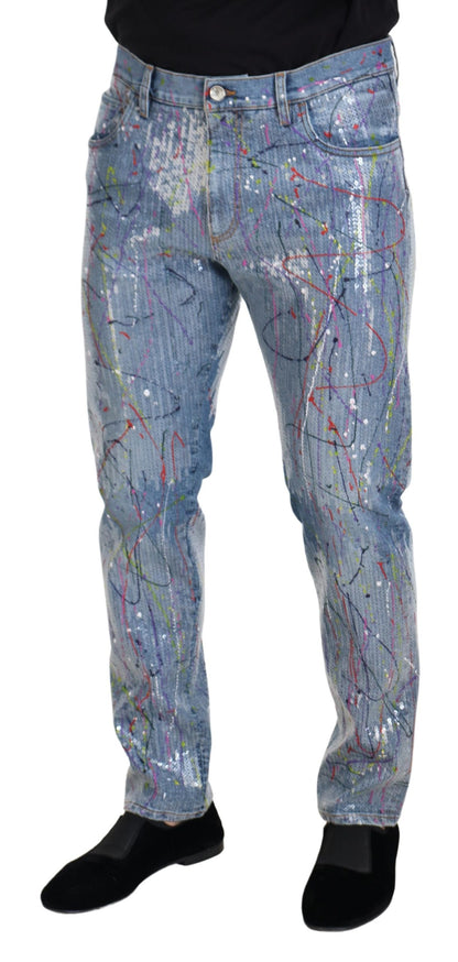 Dolce & Gabbana Exquisite Color Splash Denim Pants