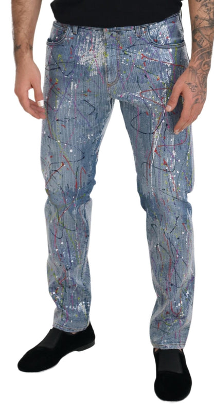 Dolce & Gabbana Exquisite Color Splash Denim Pants