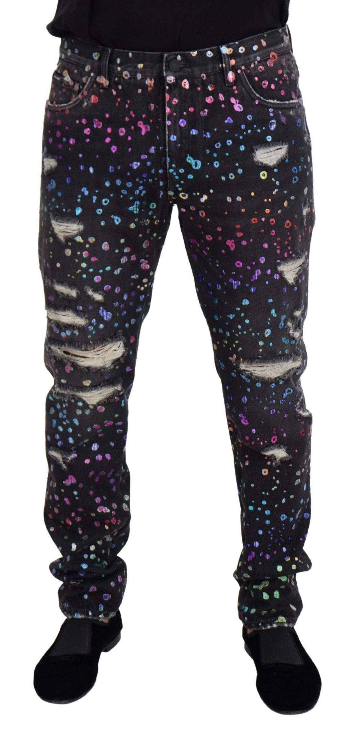 Dolce & Gabbana Elegant Multicolor Printed Denim Pants