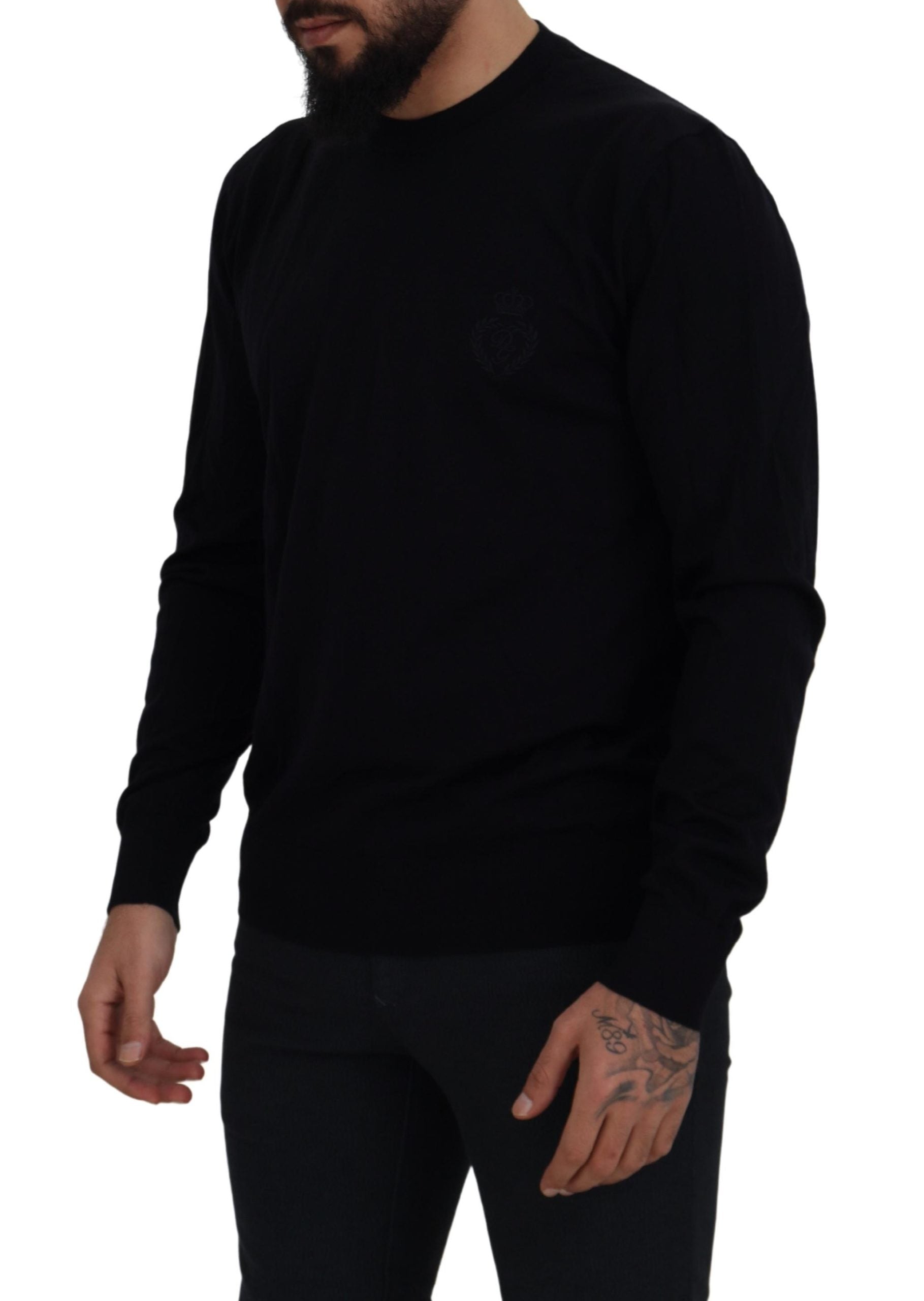 Dolce & Gabbana Elegant Black Virgin Wool Pullover Sweater