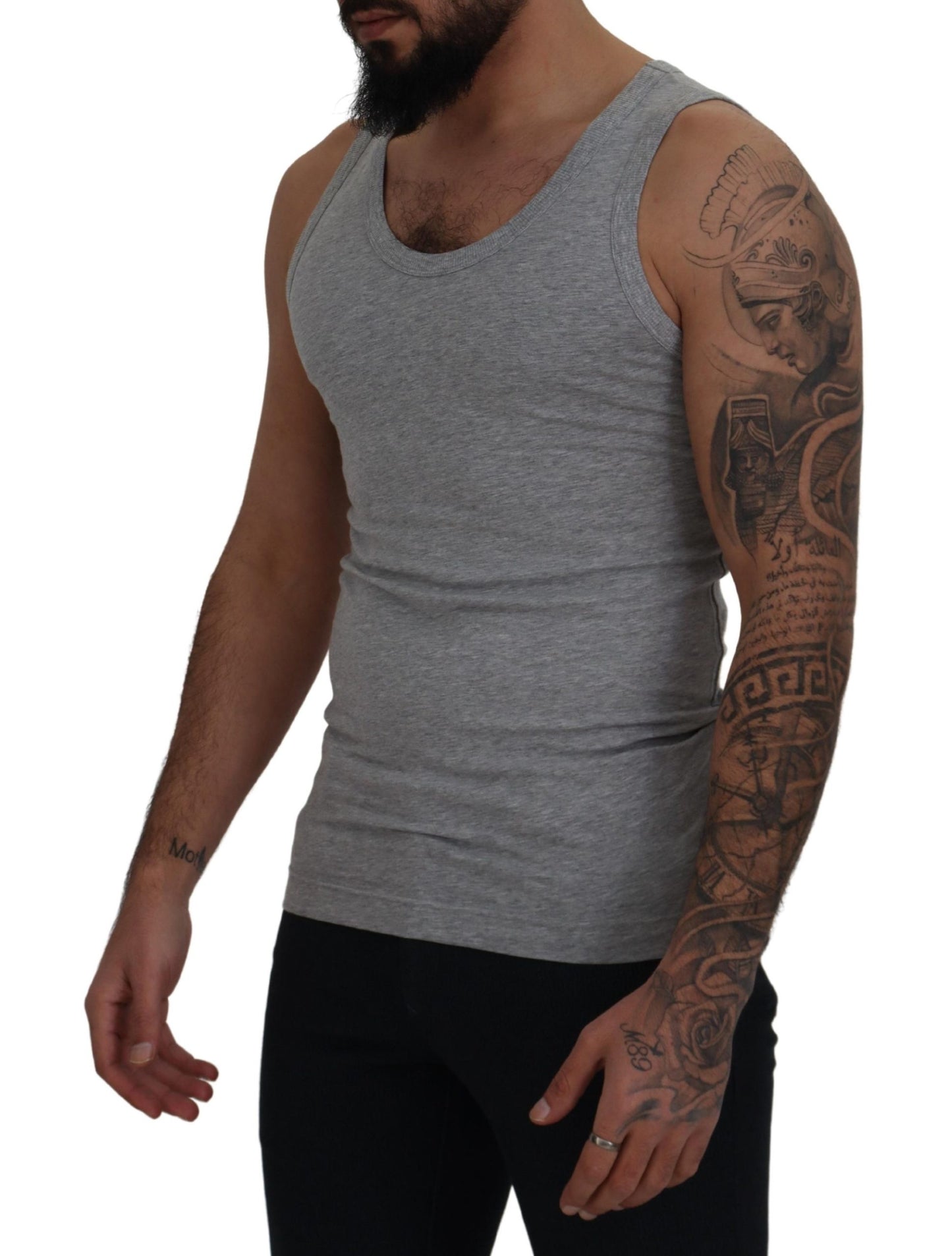 Dolce & Gabbana Sleek Sleeveless Grey Cotton Tank Top