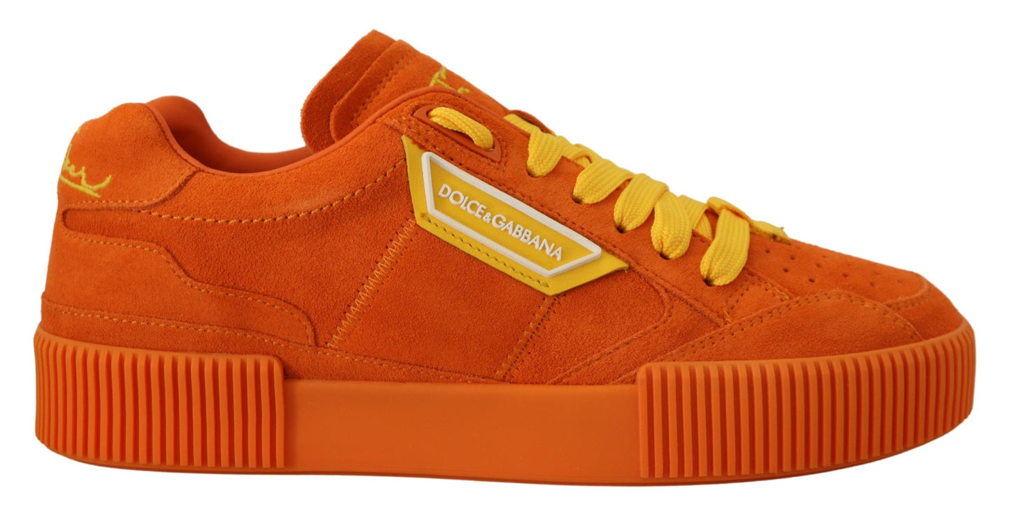 Dolce & Gabbana Chic Orange Suede Lace-Up Sneakers