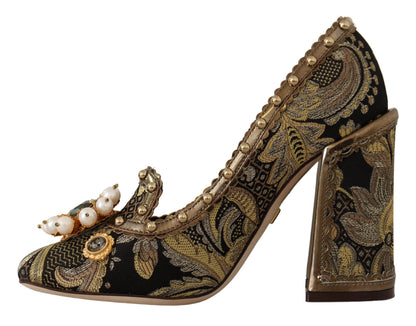 Dolce & Gabbana Elegant Gold Jacquard Brocade Pumps