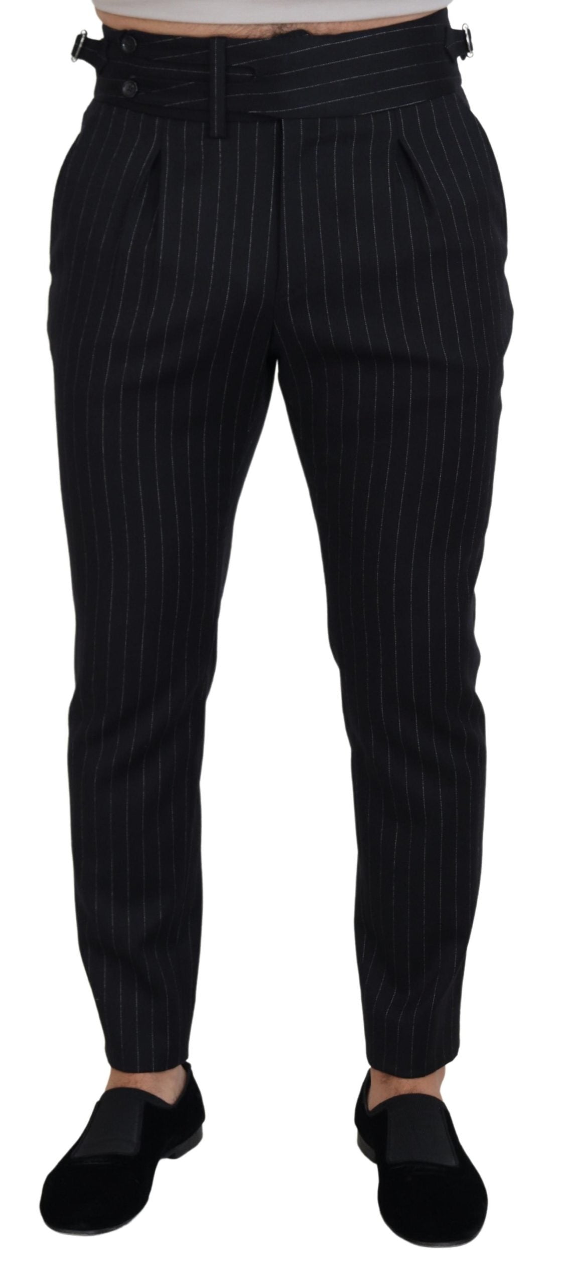 Dolce & Gabbana Elegant Black Striped Wool Blend Trousers