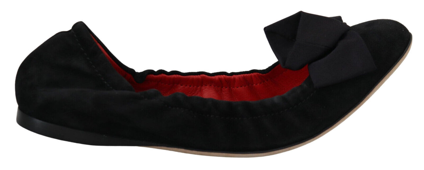 Dolce & Gabbana Elegant Black Suede Ballet Flats