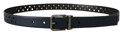 Dolce & Gabbana Elegant Navy Blue Leather Belt