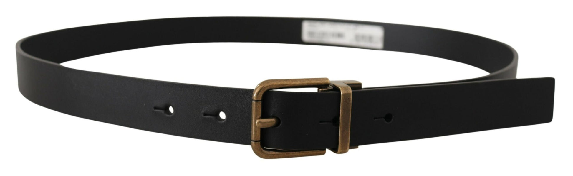 Dolce & Gabbana Elegant Black Leather Belt with Vintage Buckle