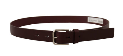 Dolce & Gabbana Elegant Maroon Leather Belt with Logo Buckle