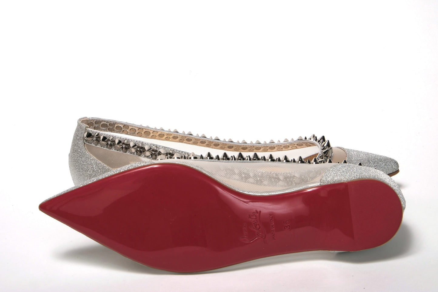 Christian Louboutin Silver Flat Point Toe Shoe