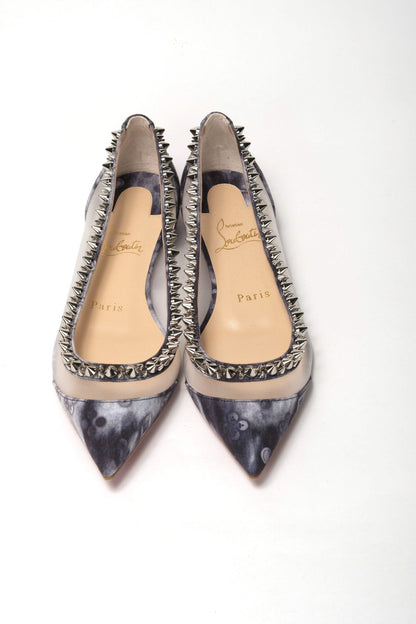 Christian Louboutin Multicolor Print Silver Flat Point Toe Shoe