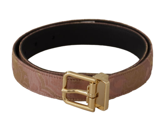 Dolce & Gabbana Chic Rose Pink Leather Belt with Logo Buckle