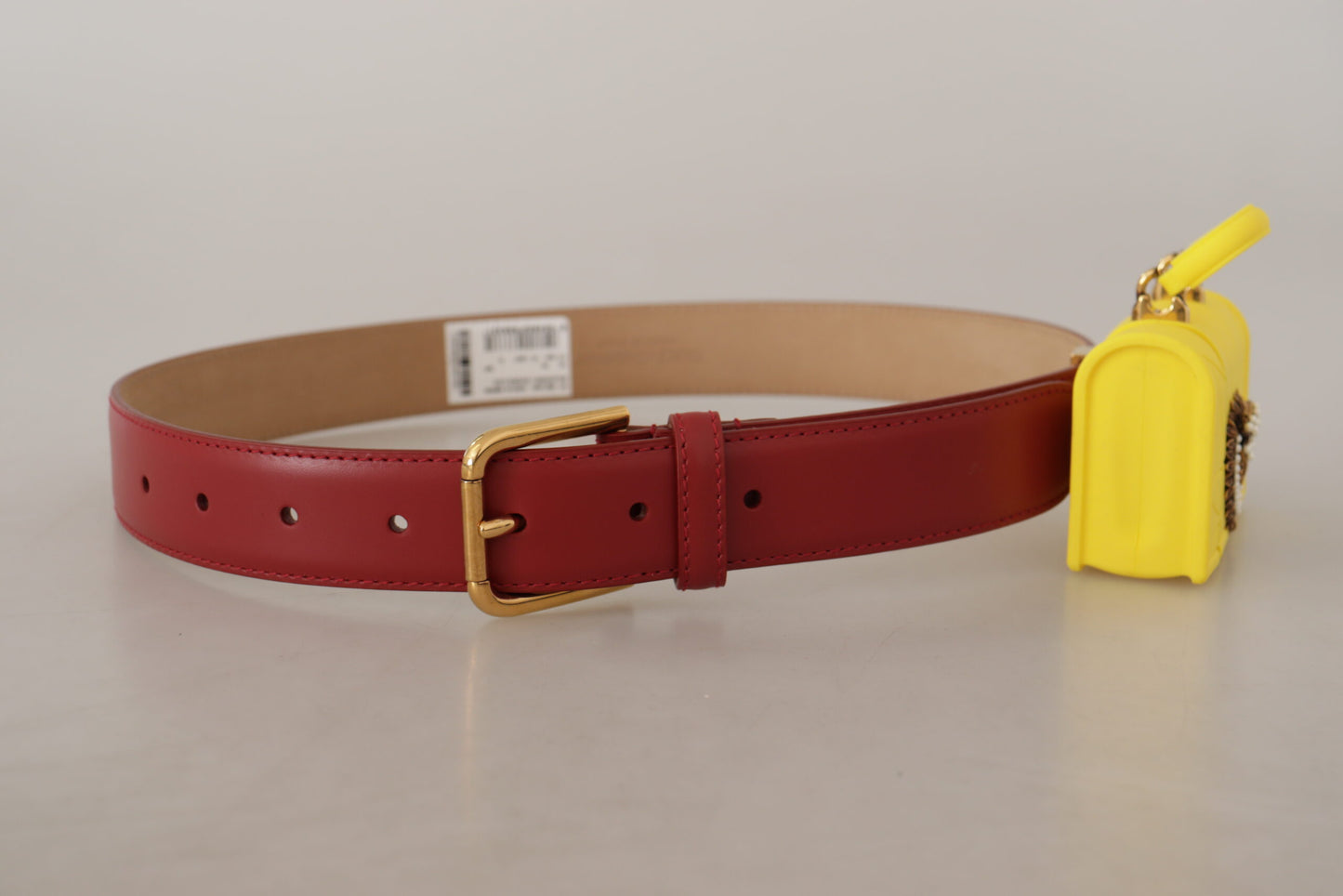 Dolce & Gabbana Elegant Red Leather Engraved Buckle Belt