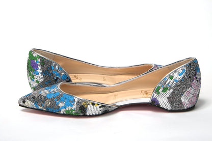 Christian Louboutin Multicolor Silver Flat Point Toe Shoe