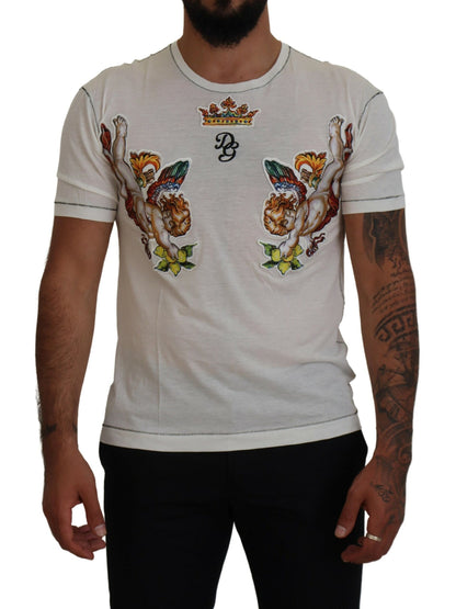 Dolce & Gabbana Elegant White Cotton-Silk Blend Tee