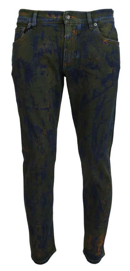 Dolce & Gabbana Chic Slim-Fit Denim Jeans in Green Wash