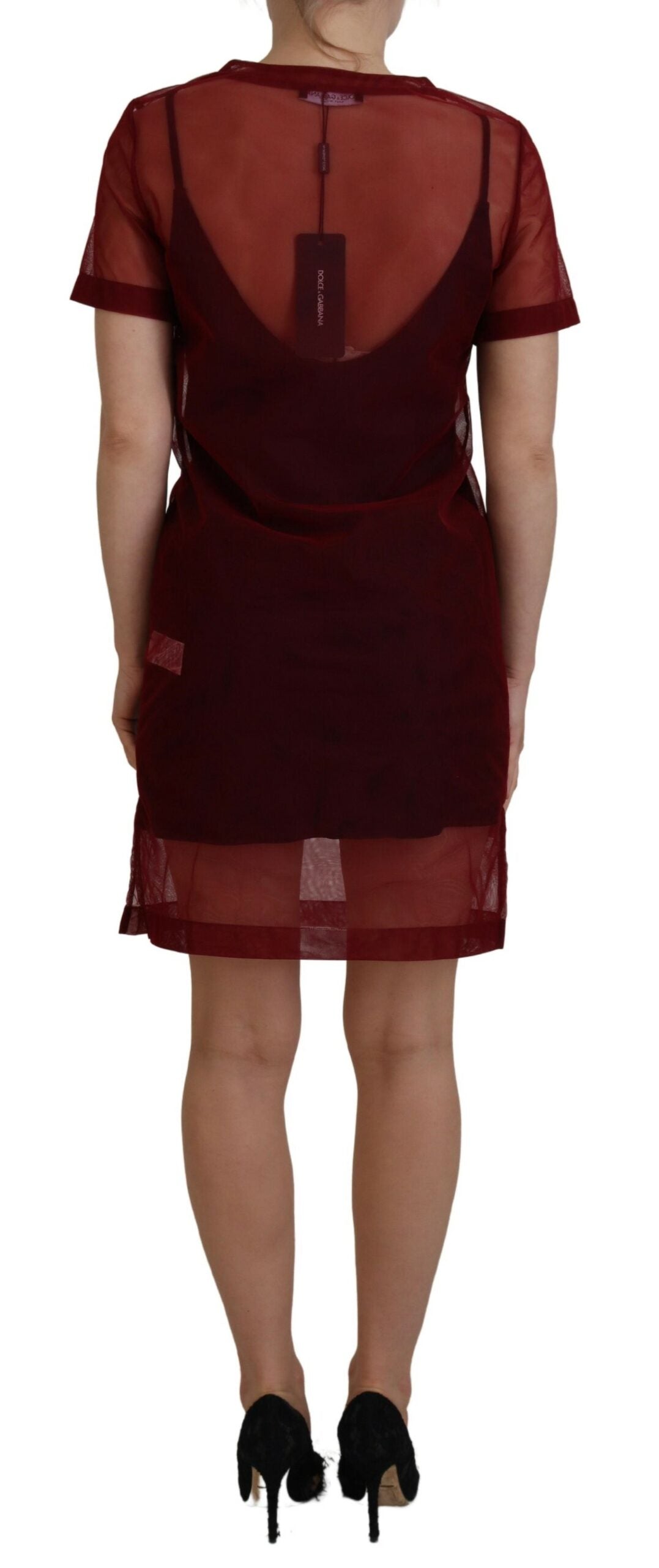 Dolce & Gabbana Maroon Mini Shift Dress - Italian Elegance