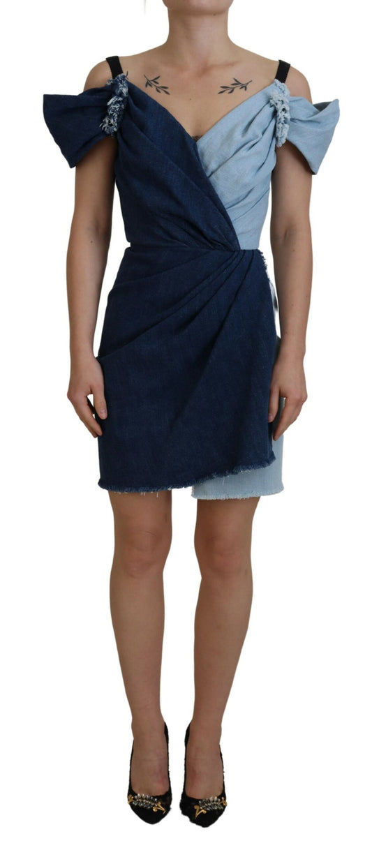 Dolce & Gabbana Chic Two Tone Denim Sheath Dress