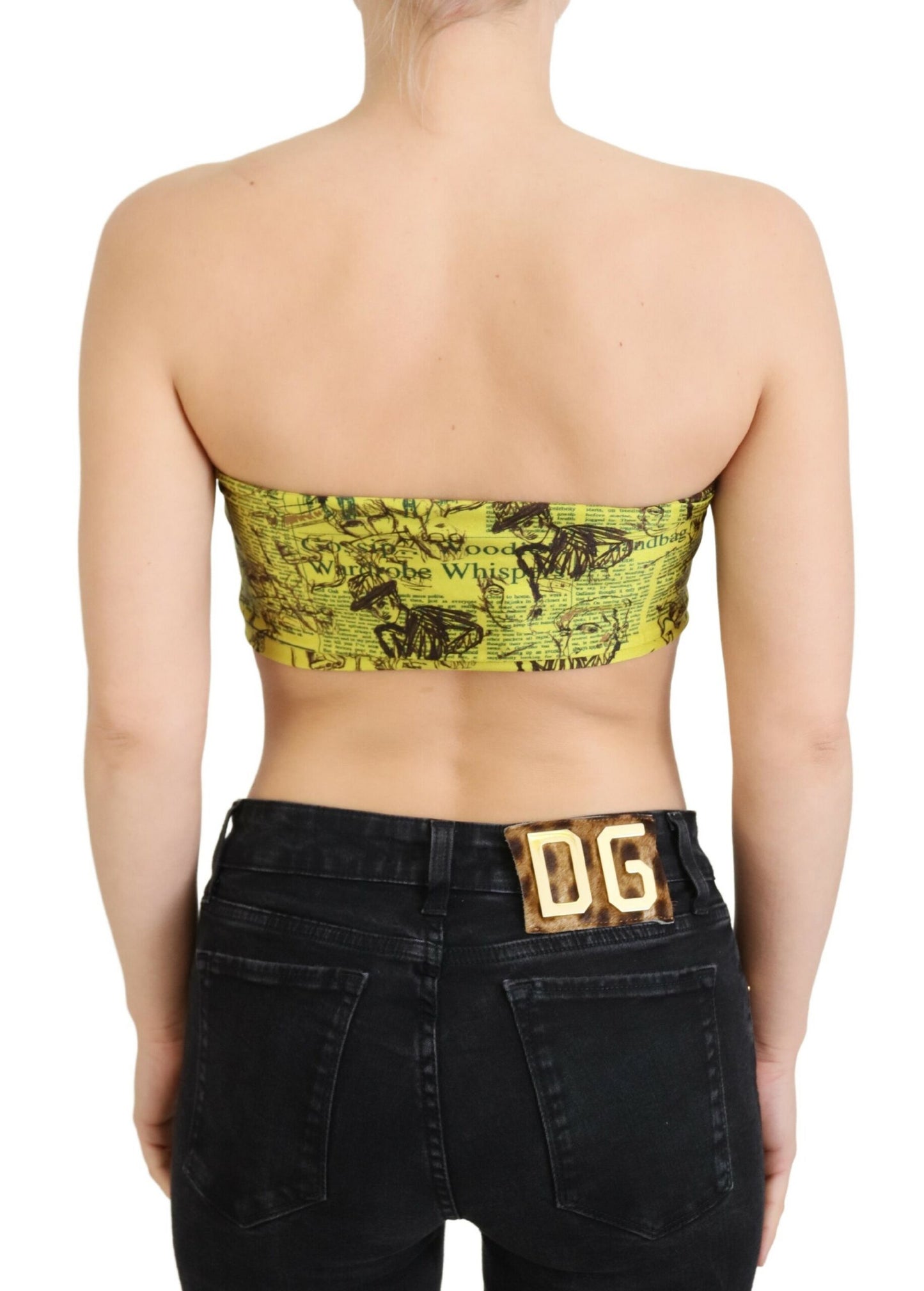 John Galliano Chic Cropped Stretch Top Bra in Multicolor Print