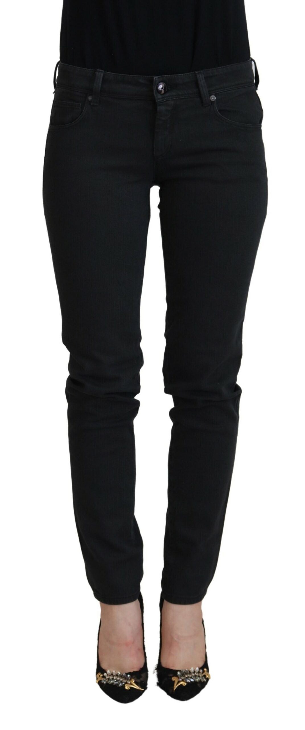 Ermanno Scervino Chic Low Waist Black Skinny Jeans